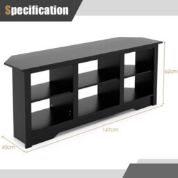Gainoom 147Cm Black Tv Stand For Tvs Up To 65 Inches Media Entertainment Center - thumbnail 2