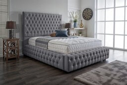 UKBEDFURNITURE Duchess Grey Plush Valvet Upholstered Gas Lift Ottoman Storage Bed -  With 60 Inch Headboard - thumbnail 2