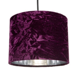 Happy Homewares Modern Purple Crushed Velvet 8 Table/pendant Lampshade With Shiny Silver Inner - thumbnail 2
