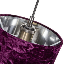Happy Homewares Modern Purple Crushed Velvet 8 Table/pendant Lampshade With Shiny Silver Inner - thumbnail 3