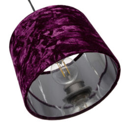 Happy Homewares Modern Purple Crushed Velvet 8 Table/pendant Lampshade With Shiny Silver Inner - thumbnail 4