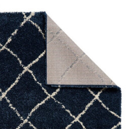 Navy Cream Shaggy Moroccan Geometric Modern Easy To Clean Rug For Living Room, Bedroom And Dining Room-120Cm X 170Cm - thumbnail 4