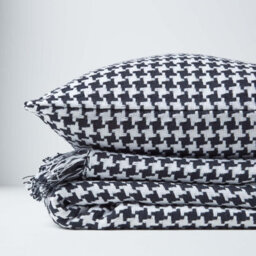 Homescapes Black Houndstooth 100% Cotton Bedspread Throw, 255Cm X 360Cm - thumbnail 6