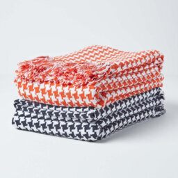 Homescapes Black Houndstooth 100% Cotton Bedspread Throw, 255Cm X 360Cm - thumbnail 7