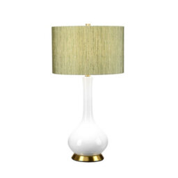 Luminosa Lighting Elstead Milo Table Lamp With Round Shade, Aged Brass, White, Green