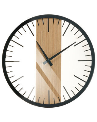 Wyld And Coco Novatime Wall Clock 38 Cm Black Maidenhair Wood Veneer Minimalist Non-Numeral Design - image 1