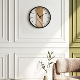 Wyld And Coco Novatime Wall Clock 38 Cm Black Maidenhair Wood Veneer Minimalist Non-Numeral Design - thumbnail 2