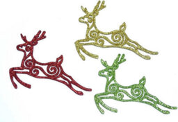 Shatchi 3Pcs Glitter Reindeer Christmas Tree Xmas Party Hanging Ornament Decorations - thumbnail 4