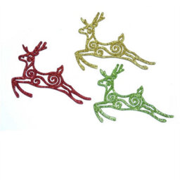 Shatchi 3Pcs Glitter Reindeer Christmas Tree Xmas Party Hanging Ornament Decorations - thumbnail 1