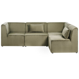 Beliani Lemvig 4 Seater Modular Corner Sofa Left Hand Green Corduroy - thumbnail 4