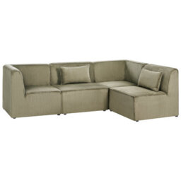 Beliani Lemvig 4 Seater Modular Corner Sofa Left Hand Green Corduroy - thumbnail 5