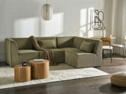 Beliani Lemvig 4 Seater Modular Corner Sofa Left Hand Green Corduroy - thumbnail 2