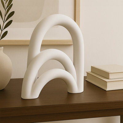 Orsina Contemporary White Sculpture, Artistic Sculpture With Loops, Versatile Sculpture With Abstract Aesthetics - image 1