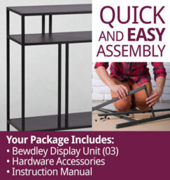 Hallowood Furniture Bewdley Large Black Display Unit 110Cm - thumbnail 7