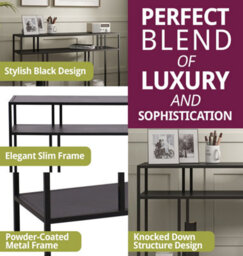 Hallowood Furniture Bewdley Large Black Display Unit 110Cm - thumbnail 4