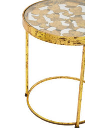 Orsina Butterfly Side Table For Living Room, Gold Round Table, Bedside Table With Foil Coated Top, Metallic Table - thumbnail 4