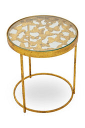 Orsina Butterfly Side Table For Living Room, Gold Round Table, Bedside Table With Foil Coated Top, Metallic Table - thumbnail 3