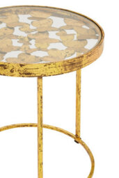 Orsina Butterfly Side Table For Living Room, Gold Round Table, Bedside Table With Foil Coated Top, Metallic Table - thumbnail 5