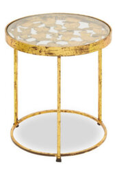 Orsina Butterfly Side Table For Living Room, Gold Round Table, Bedside Table With Foil Coated Top, Metallic Table - thumbnail 2