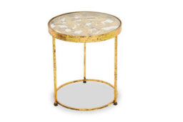 Orsina Butterfly Side Table For Living Room, Gold Round Table, Bedside Table With Foil Coated Top, Metallic Table - thumbnail 1