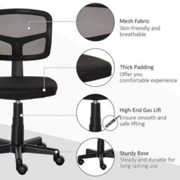 Small Office Chair Without Arms, Ergonomic Swivel Mesh Desk Chair - thumbnail 5