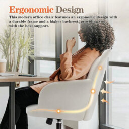 Ergonomic Cute Office Chair, Wide Padded Desk Armchair For Home Study, Makeup Cream - thumbnail 6