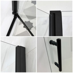 Homestylestore Black Reversible Recessed Hinged Door Shower Enclosure Light Grey Slate Effect Tray 1100 X 700mm - thumbnail 3