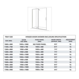 Homestylestore Black Reversible Recessed Hinged Door Shower Enclosure Light Grey Slate Effect Tray 1100 X 700mm - thumbnail 5