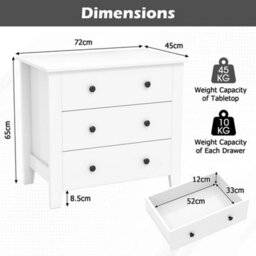 3-Drawer Dresser Wide Chest Of Drawers Modern Large Nightstand Closet Storage - thumbnail 2