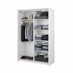 Arte Lux Xxi -Elegant Two Mirrored Sliding Door Wardrobe (H2150mm W1600mm D570mm) With Customisable Interior Layout - White Matt - thumbnail 5