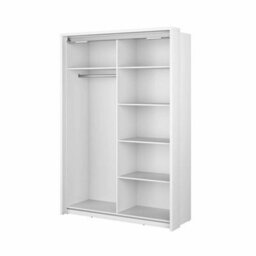 Arte Lux Xxi -Elegant Two Mirrored Sliding Door Wardrobe (H2150mm W1600mm D570mm) With Customisable Interior Layout - White Matt - thumbnail 4