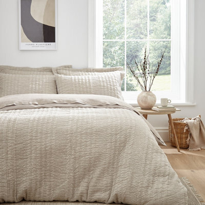 Pineapple Elephant Tamba Jersey Stripe Quilted Single Duvet Cover Set With Pillowcase Natural - image 1