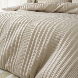 Pineapple Elephant Tamba Jersey Stripe Quilted Single Duvet Cover Set With Pillowcase Natural - thumbnail 3