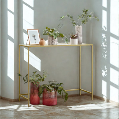 Tempered Glass Console Table For Hallway Living Gold - image 1