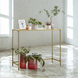 Tempered Glass Console Table For Hallway Living Gold - thumbnail 3