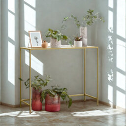 Tempered Glass Console Table For Hallway Living Gold - thumbnail 1