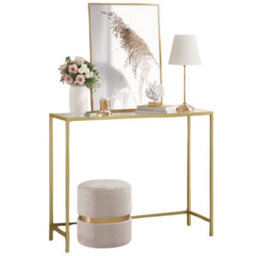 Tempered Glass Console Table For Hallway Living Gold - thumbnail 6