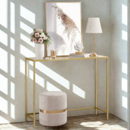 Tempered Glass Console Table For Hallway Living Gold - thumbnail 4