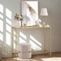 Tempered Glass Console Table For Hallway Living Gold - thumbnail 5