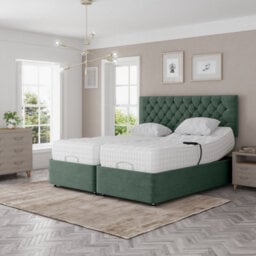 Madison Electric Adjustable Bed Set Fabric Pocket Sprung Mattress Chesterfield Headboard - thumbnail 1