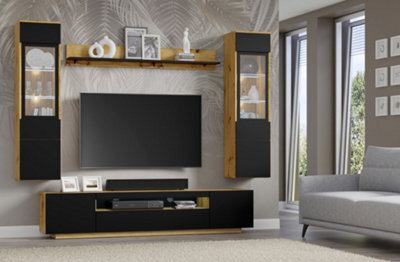 Arte Stylish Aura B Entertainment Unit - Large 4-Piece Set (H1500mm W2000mm D370mm) With Ample Storage