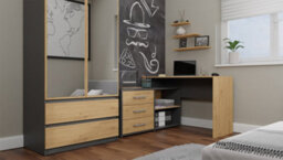 Dany Corner Desk With Drawers Anthracite Artisan Oak - thumbnail 4