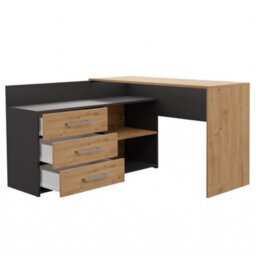 Dany Corner Desk With Drawers Anthracite Artisan Oak - thumbnail 3