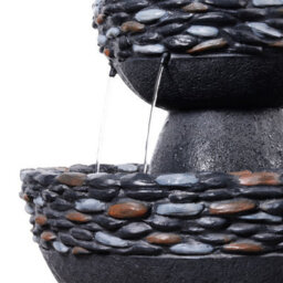 Teamson Home Garden Outdoor Water Feature, 3-Tier Pedestal Water Fountain, Dark Grey Stone Finish - thumbnail 6