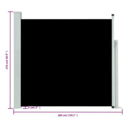 Walplus Patio Retractable Side Awning Garden Sun Shade Canopy Gazebo For Back Door, Porch, Patio 170X300 Cm Black - thumbnail 8
