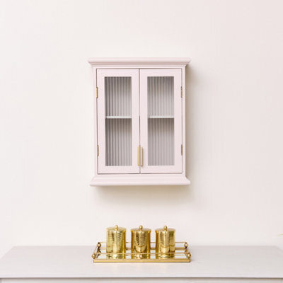 Melody Maison Pink Reeded Glass Wall Cabinet - image 1