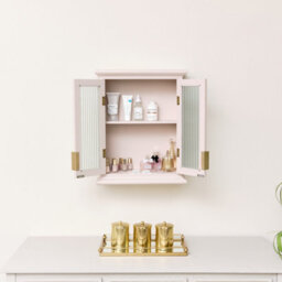 Melody Maison Pink Reeded Glass Wall Cabinet - thumbnail 4