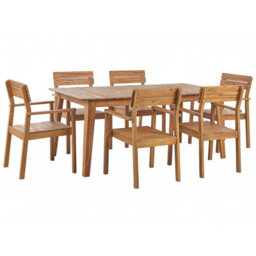 Beliani Garden Dining Set 6 Seater Fornelli Acacia Wood Brown - thumbnail 1