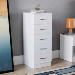 Lassic Vida Designs Riano White 5 Drawer Narrow Chest (H)900mm (W)345mm (D)360mm - thumbnail 1