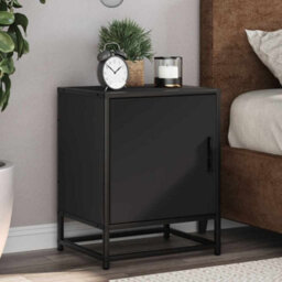 Berkfield Bedside Cabinet Black 40X31X50 Cm Engineered Wood And Metal